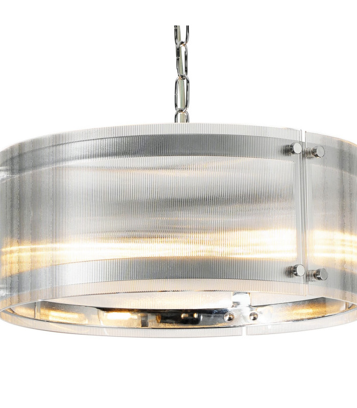 Butler 35cm Pendant 2 Light E27 Polished Chrome / Narrow Ribbed Clear (B) Glass-6