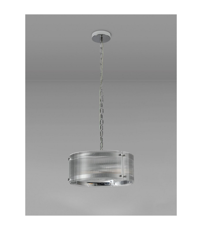 Butler 35cm Pendant 2 Light E27 Polished Chrome / Narrow Ribbed Clear (B) Glass-7