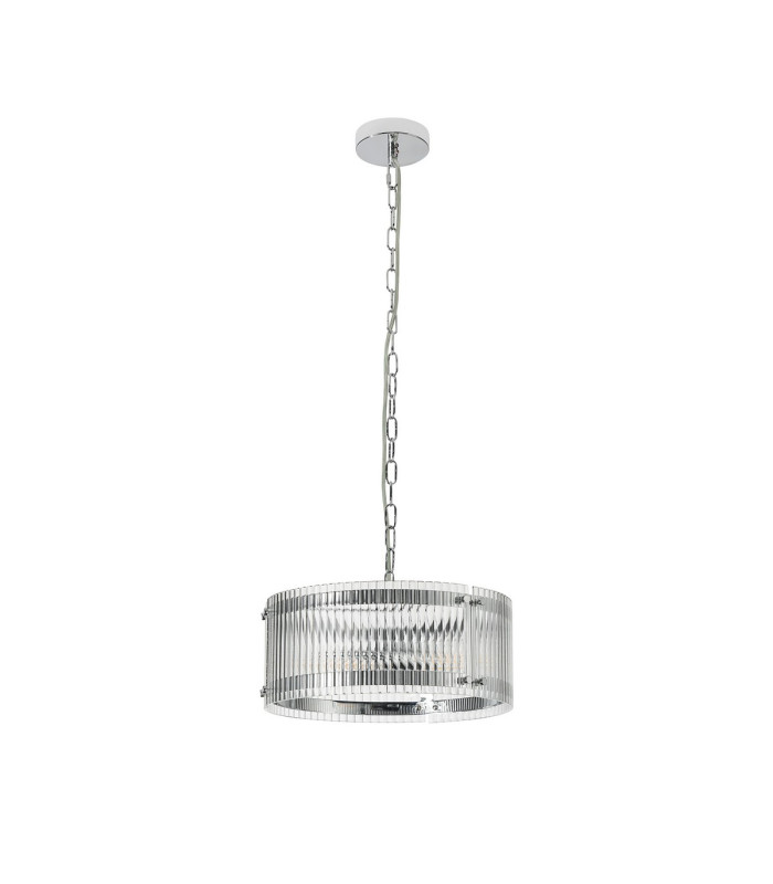 Butler 35cm Pendant 2 Light E27 Polished Chrome / Wide Ribbed Clear (C) Glass-4