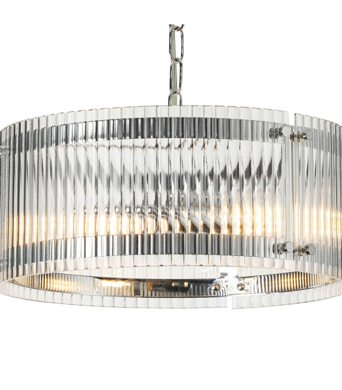 Butler 35cm Pendant 2 Light E27 Polished Chrome / Wide Ribbed Clear (C) Glass-6