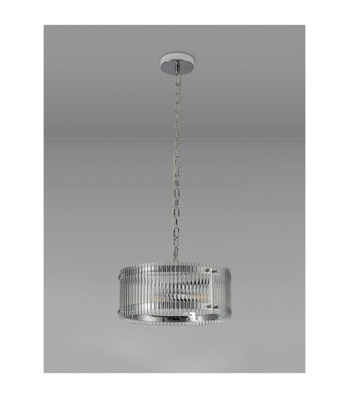 Butler 35cm Pendant 2 Light E27 Polished Chrome / Wide Ribbed Clear (C) Glass-7