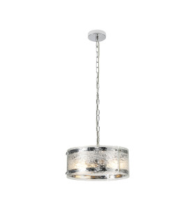 Butler 35cm Pendant 2 Light E27 Polished Chrome / Cobbled Clear (D) Glass-1
