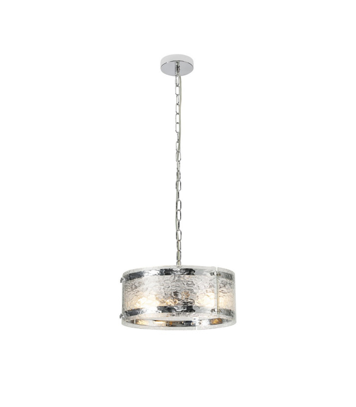 Butler 35cm Pendant 2 Light E27 Polished Chrome / Cobbled Clear (D) Glass-1