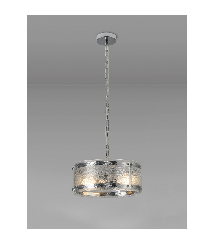 Butler 35cm Pendant 2 Light E27 Polished Chrome / Cobbled Clear (D) Glass-3