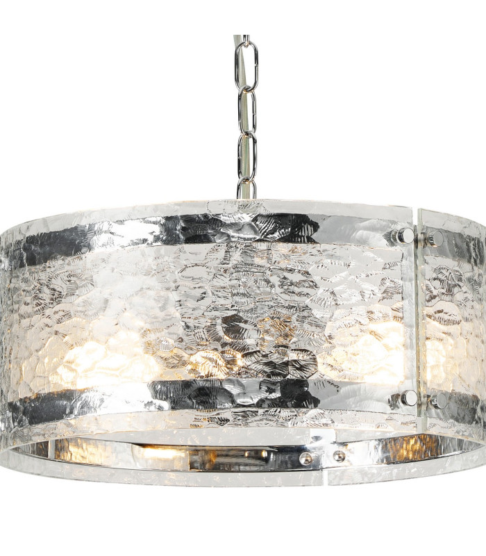 Butler 35cm Pendant 2 Light E27 Polished Chrome / Cobbled Clear (D) Glass-6