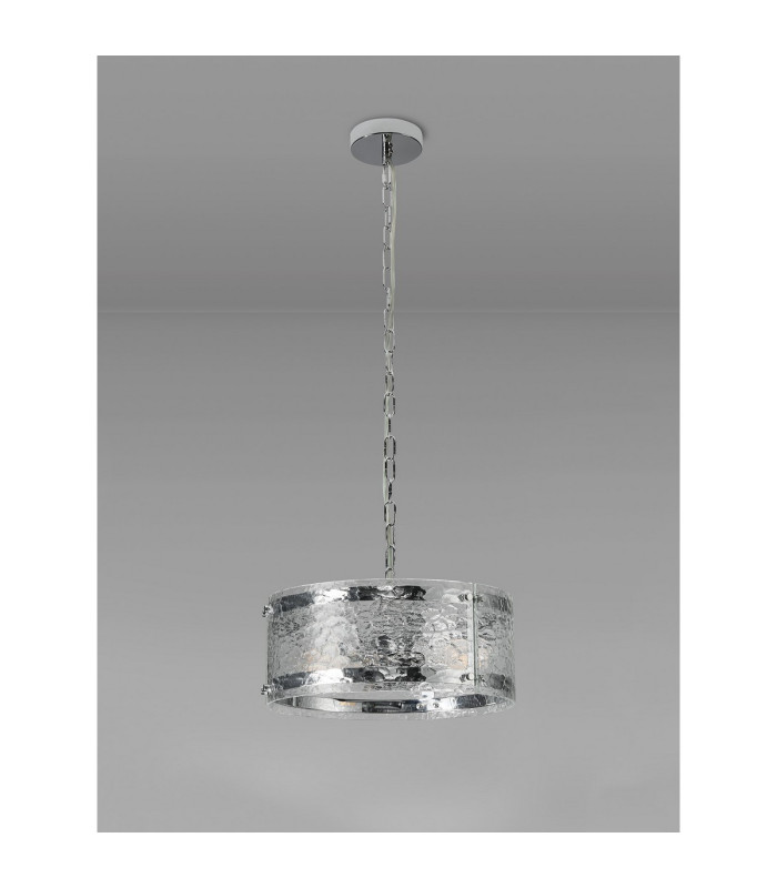 Butler 35cm Pendant 2 Light E27 Polished Chrome / Cobbled Clear (D) Glass-7