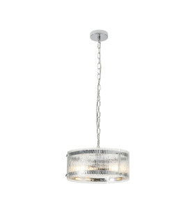 Butler 35cm Pendant 2 Light E27 Polished Chrome / Rippled Clear (F) Glass-1