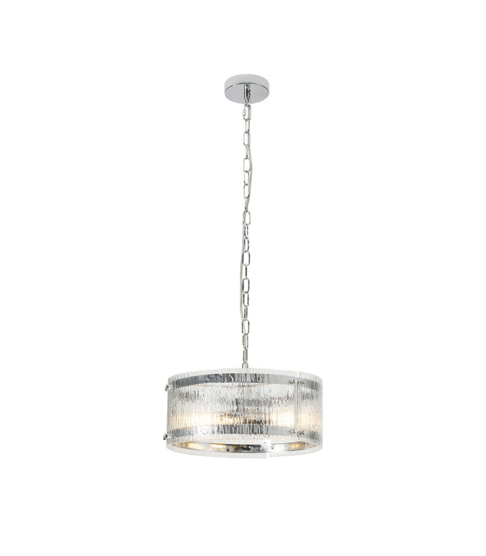 Butler 35cm Pendant 2 Light E27 Polished Chrome / Rippled Clear (F) Glass-1