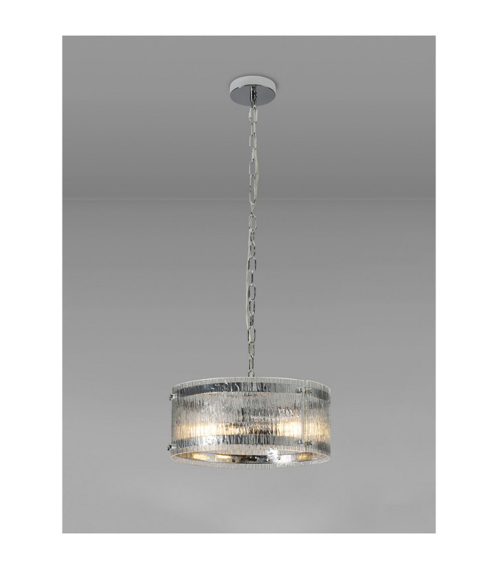 Butler 35cm Pendant 2 Light E27 Polished Chrome / Rippled Clear (F) Glass-3
