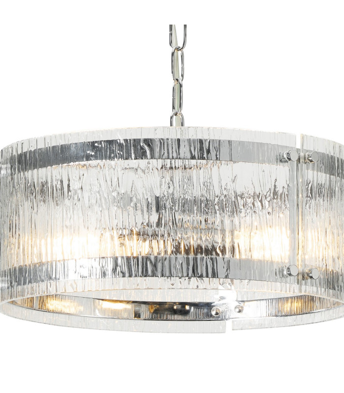 Butler 35cm Pendant 2 Light E27 Polished Chrome / Rippled Clear (F) Glass-6