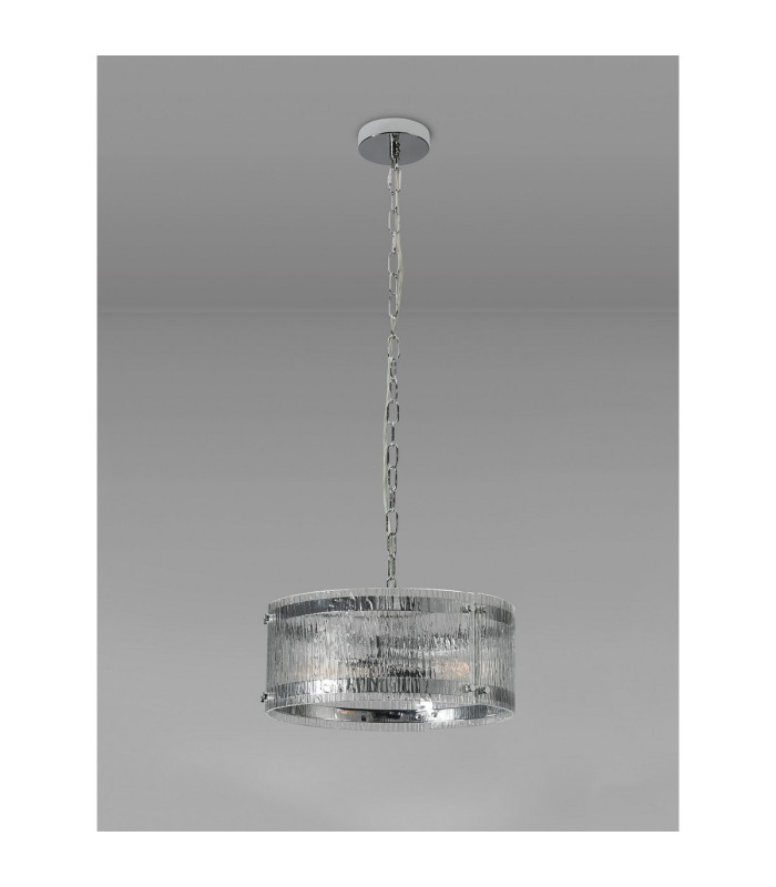 Butler 35cm Pendant 2 Light E27 Polished Chrome / Rippled Clear (F) Glass-7