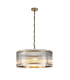 Butler 56.5cm Pendant 4 Light E27 Antique Brass / Narrow Ribbed Clear (B) Glass-1