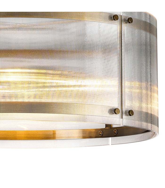 Butler 56.5cm Pendant 4 Light E27 Antique Brass / Narrow Ribbed Clear (B) Glass-7