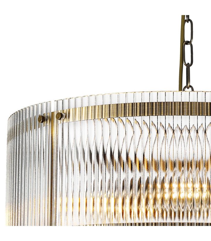 Butler 56.5cm Pendant 4 Light E27 Antique Brass / Wide Ribbed Clear (C) Glass-6