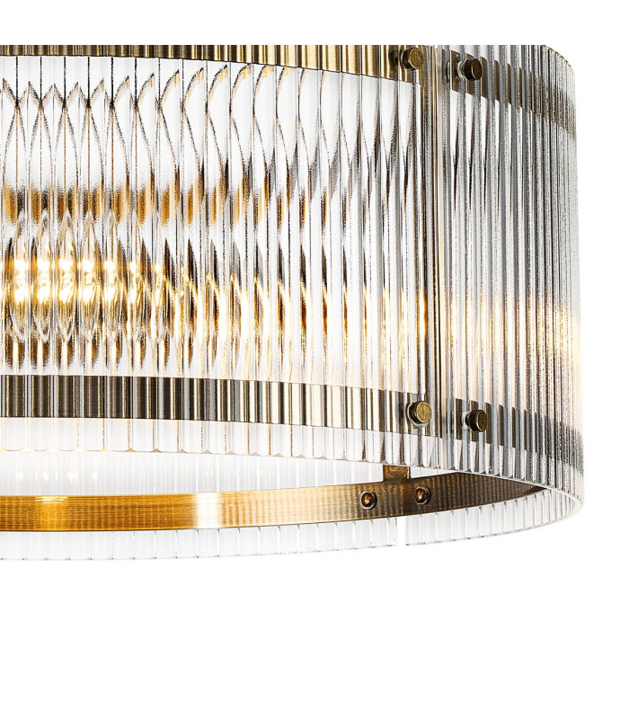 Butler 56.5cm Pendant 4 Light E27 Antique Brass / Wide Ribbed Clear (C) Glass-7