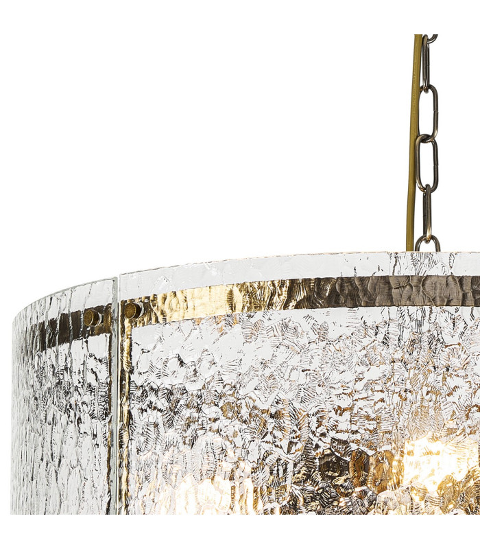 Butler 56.5cm Pendant 4 Light E27 Antique Brass / Cobbled Clear (D) Glass-6