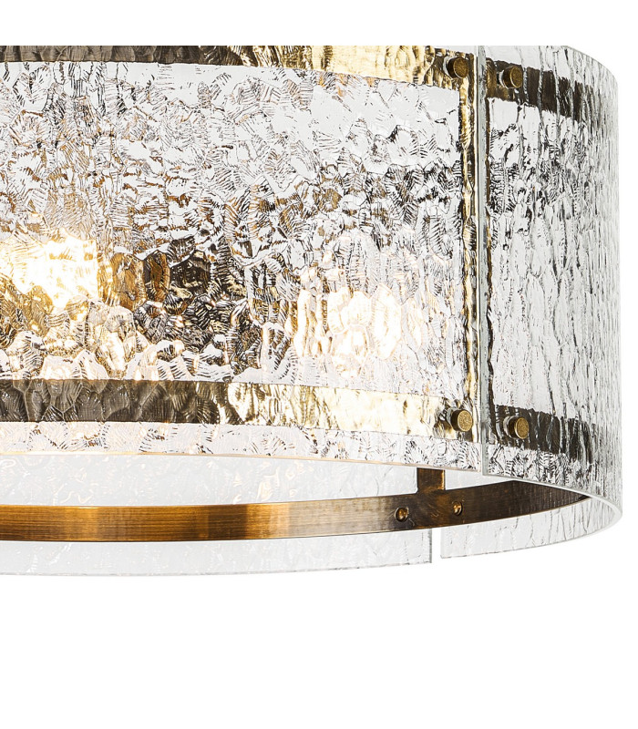 Butler 56.5cm Pendant 4 Light E27 Antique Brass / Cobbled Clear (D) Glass-7