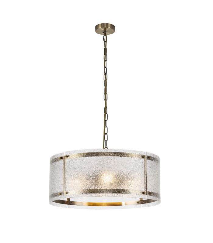 Butler 56.5cm Pendant 4 Light E27 Antique Brass / Seeded Clear (E) Glass-1