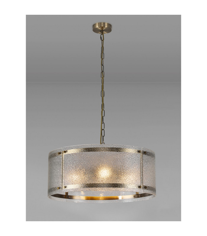 Butler 56.5cm Pendant 4 Light E27 Antique Brass / Seeded Clear (E) Glass-3