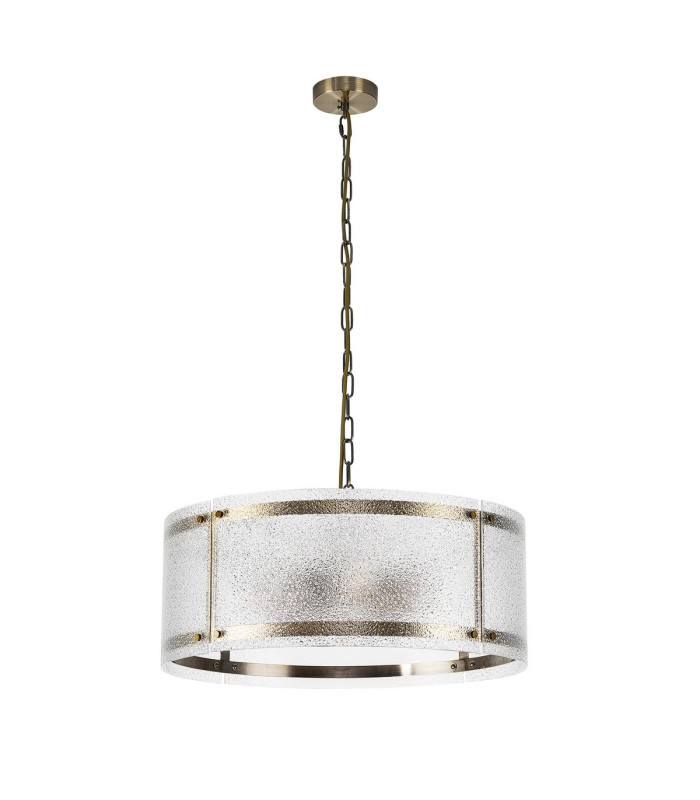 Butler 56.5cm Pendant 4 Light E27 Antique Brass / Seeded Clear (E) Glass-4