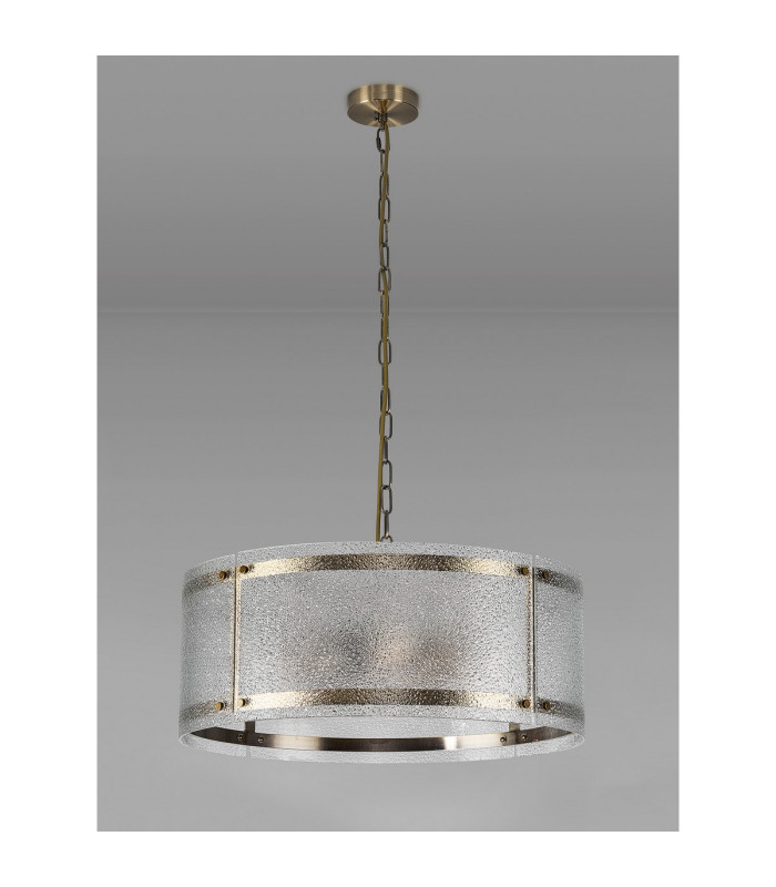 Butler 56.5cm Pendant 4 Light E27 Antique Brass / Seeded Clear (E) Glass-8
