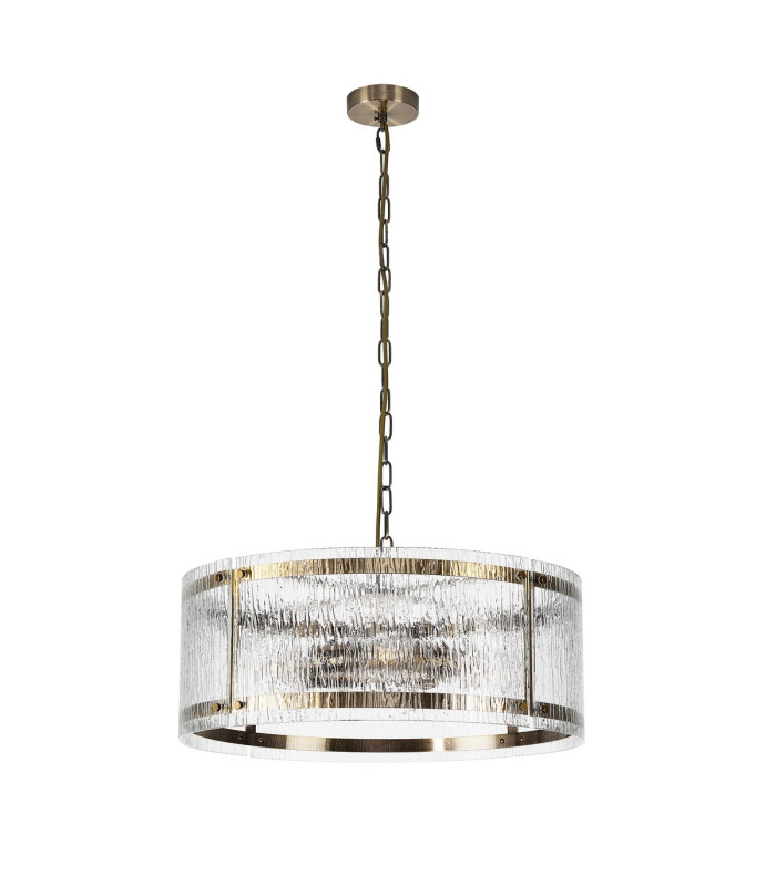 Butler 56.5cm Pendant 4 Light E27 Antique Brass / Rippled Clear (F) Glass-4