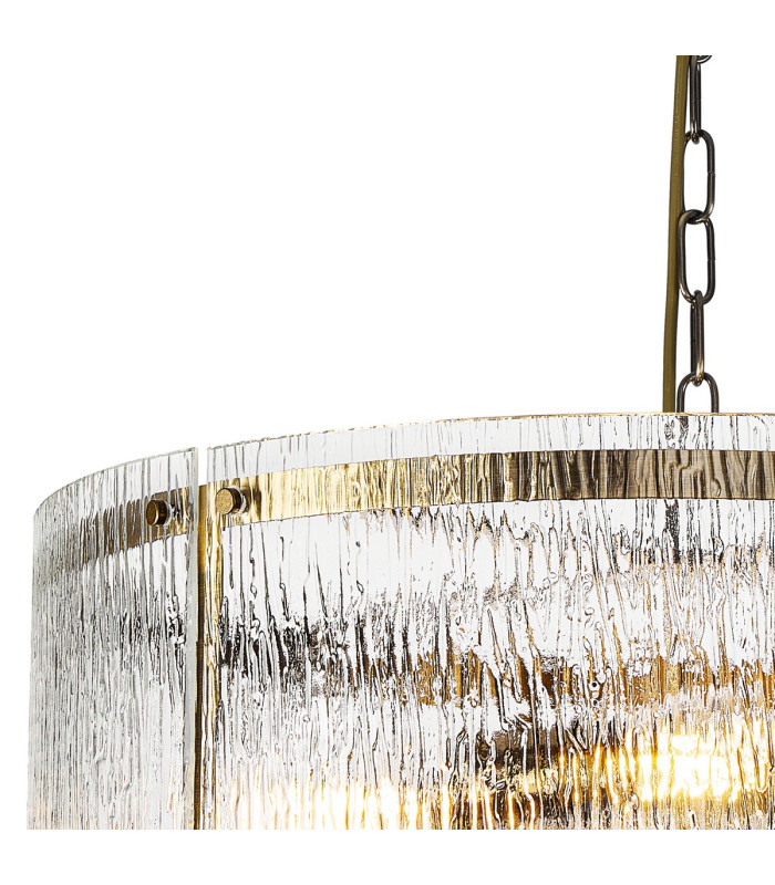 Butler 56.5cm Pendant 4 Light E27 Antique Brass / Rippled Clear (F) Glass-6
