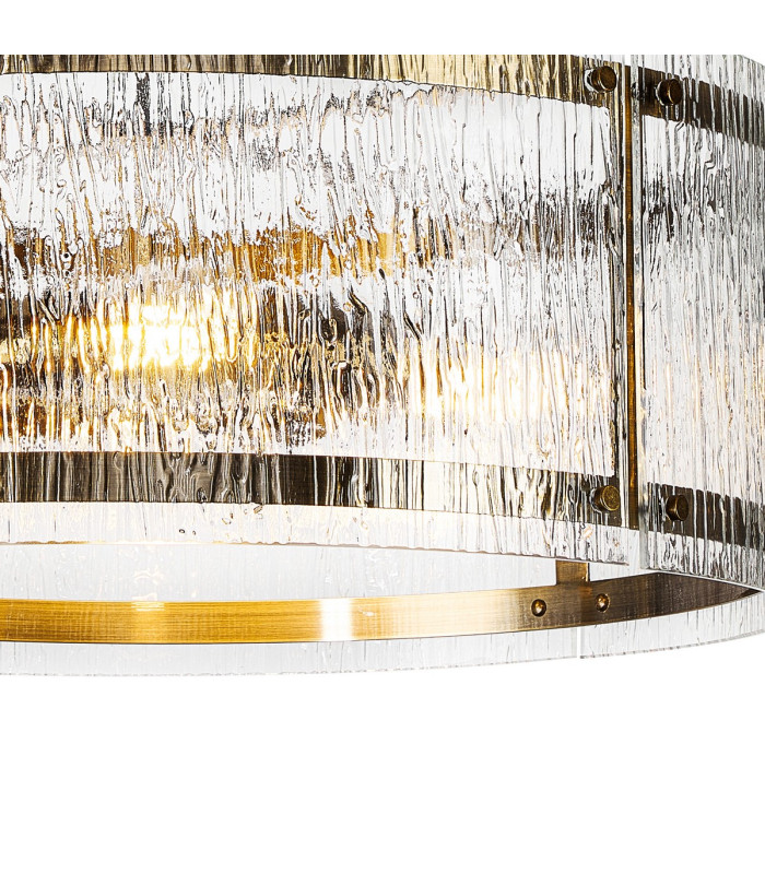 Butler 56.5cm Pendant 4 Light E27 Antique Brass / Rippled Clear (F) Glass-7