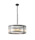 Butler 56.5cm Pendant 4 Light E27 Matt Black / Narrow Ribbed Clear (B) Glass-1