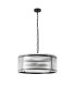 Butler 56.5cm Pendant 4 Light E27 Matt Black / Narrow Ribbed Clear (B) Glass-4