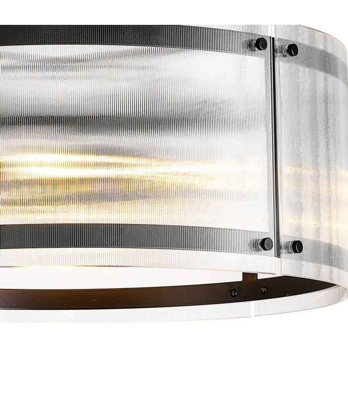 Butler 56.5cm Pendant 4 Light E27 Matt Black / Narrow Ribbed Clear (B) Glass-7