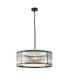 Butler 56.5cm Pendant 4 Light E27 Matt Black / Wide Ribbed Clear (C) Glass-1