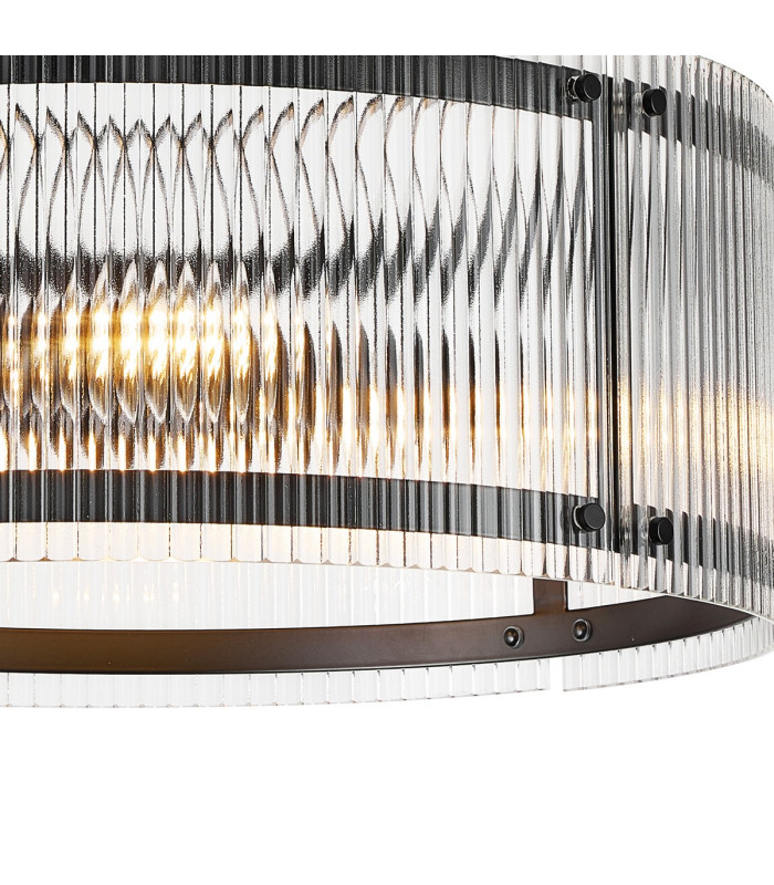 Butler 56.5cm Pendant 4 Light E27 Matt Black / Wide Ribbed Clear (C) Glass-7