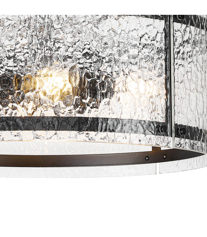 Butler 56.5cm Pendant 4 Light E27 Matt Black / Cobbled Clear (D) Glass-7
