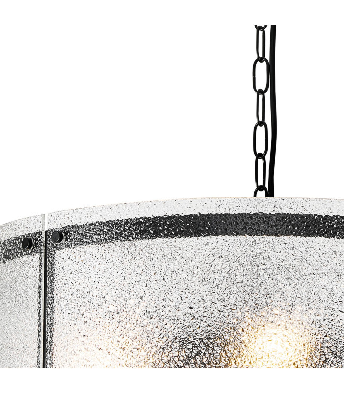 Butler 56.5cm Pendant 4 Light E27 Matt Black / Seeded Clear (E) Glass-6