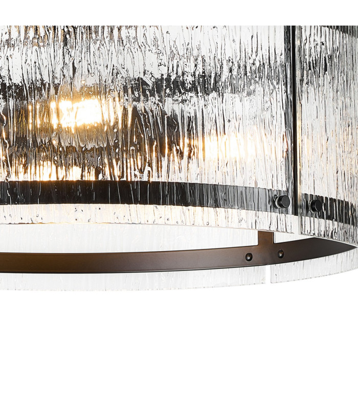 Butler 56.5cm Pendant 4 Light E27 Matt Black / Rippled Clear (F) Glass-7