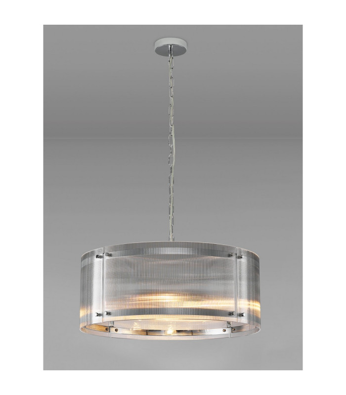 Butler 56.5cm Pendant 4 Light E27 Polished Chrome / Narrow Ribbed Clear (B) Glass-3