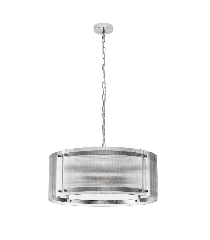 Butler 56.5cm Pendant 4 Light E27 Polished Chrome / Narrow Ribbed Clear (B) Glass-4