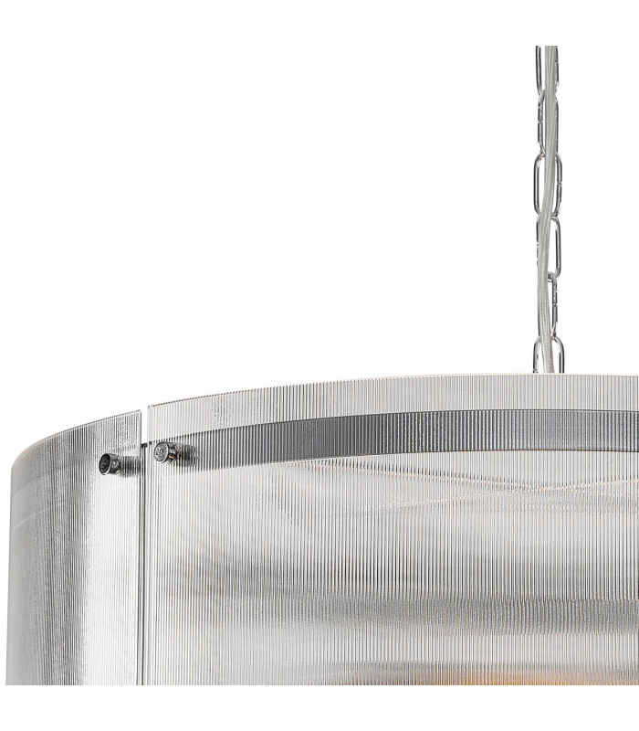 Butler 56.5cm Pendant 4 Light E27 Polished Chrome / Narrow Ribbed Clear (B) Glass-6