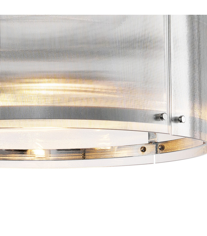 Butler 56.5cm Pendant 4 Light E27 Polished Chrome / Narrow Ribbed Clear (B) Glass-7