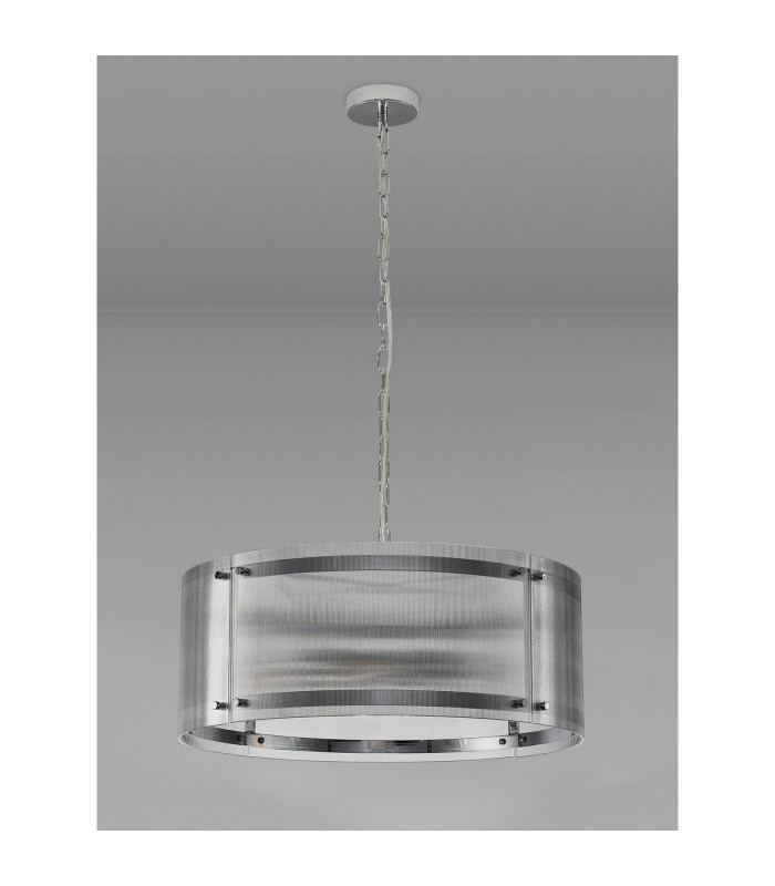 Butler 56.5cm Pendant 4 Light E27 Polished Chrome / Narrow Ribbed Clear (B) Glass-8