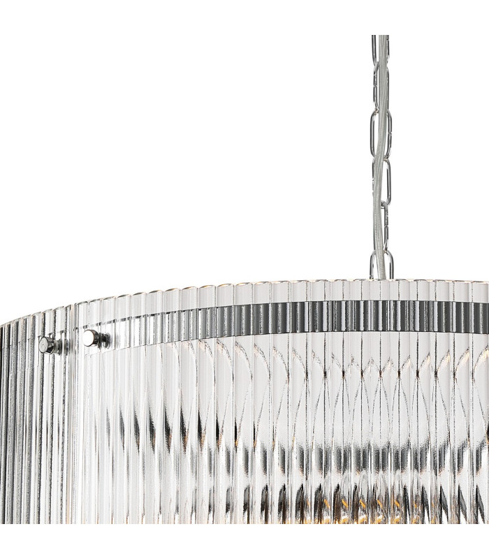 Butler 56.5cm Pendant 4 Light E27 Polished Chrome / Wide Ribbed Clear (C) Glass-6
