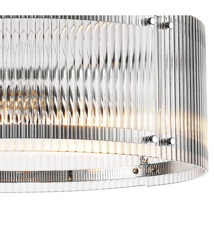 Butler 56.5cm Pendant 4 Light E27 Polished Chrome / Wide Ribbed Clear (C) Glass-7
