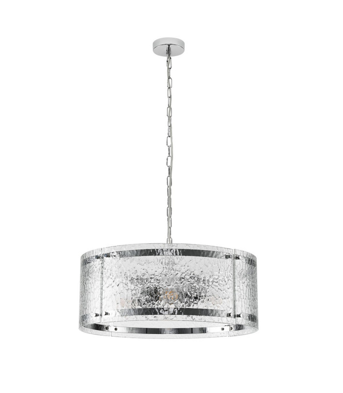 Butler 56.5cm Pendant 4 Light E27 Polished Chrome / Cobbled Clear (D) Glass-4