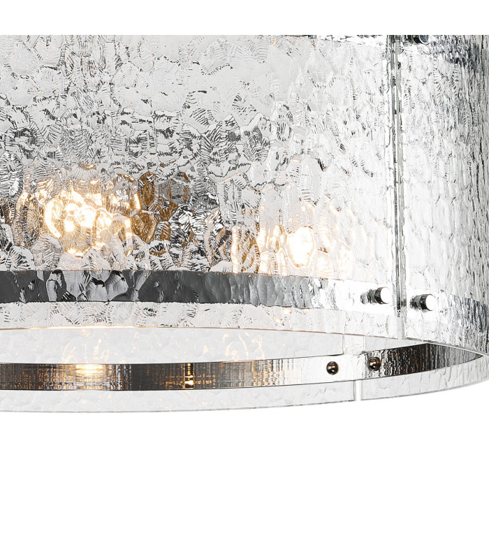 Butler 56.5cm Pendant 4 Light E27 Polished Chrome / Cobbled Clear (D) Glass-7