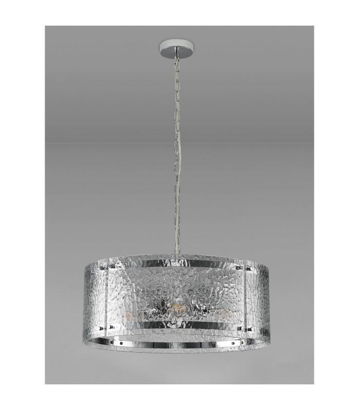 Butler 56.5cm Pendant 4 Light E27 Polished Chrome / Cobbled Clear (D) Glass-8