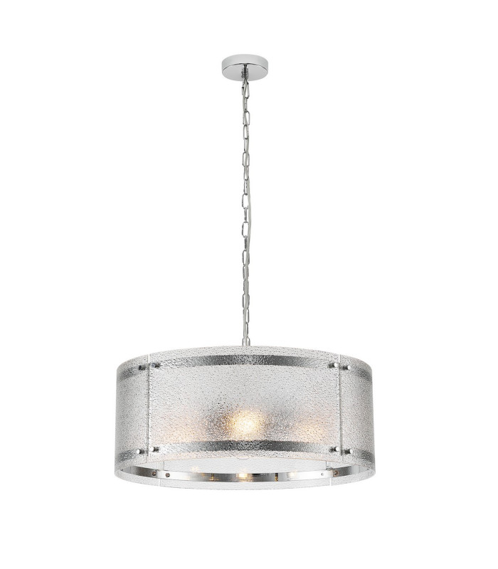 Butler 56.5cm Pendant 4 Light E27 Polished Chrome / Seeded Clear (E) Glass-1