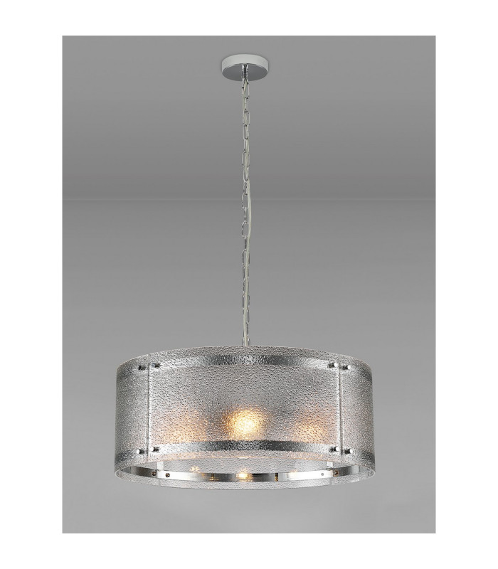 Butler 56.5cm Pendant 4 Light E27 Polished Chrome / Seeded Clear (E) Glass-3