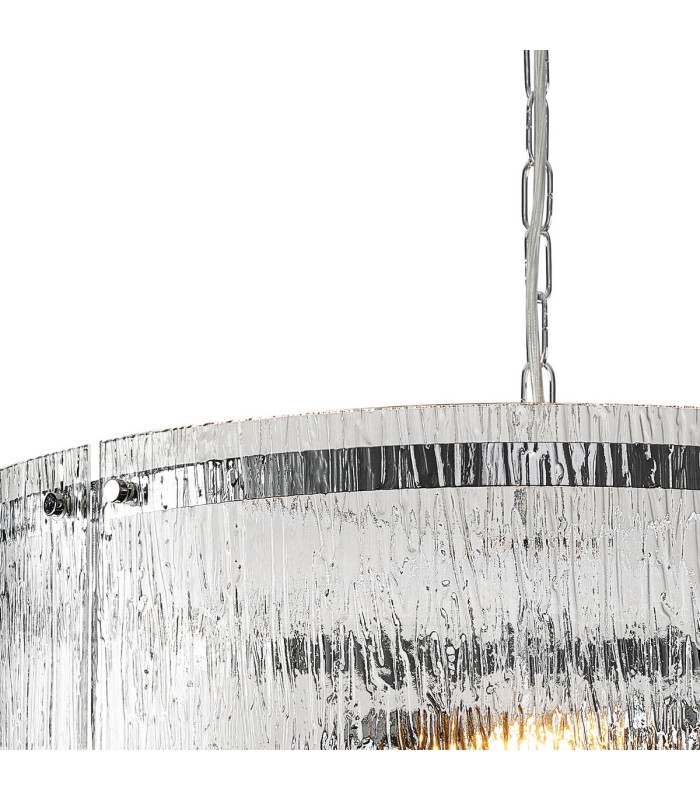 Butler 56.5cm Pendant 4 Light E27 Polished Chrome / Rippled Clear (F) Glass-6