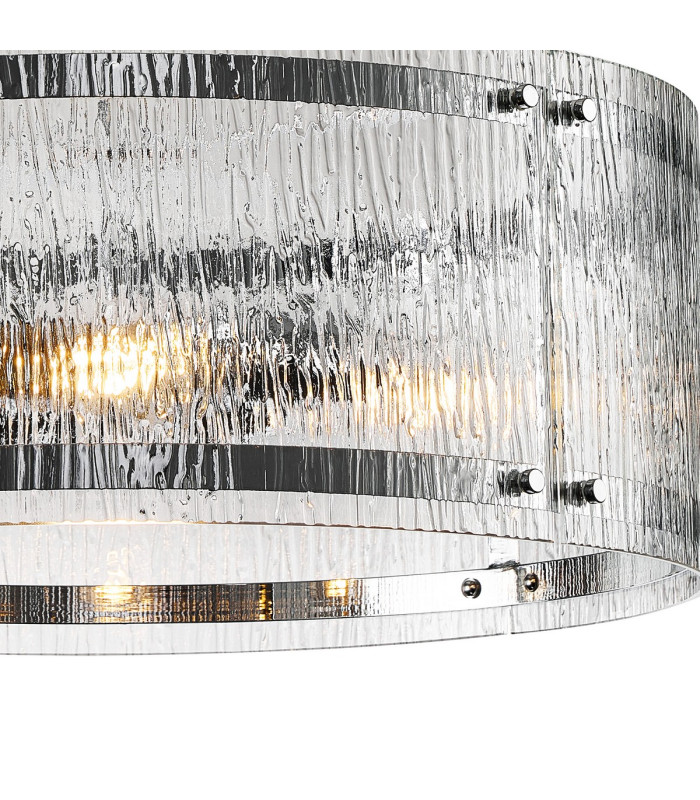 Butler 56.5cm Pendant 4 Light E27 Polished Chrome / Rippled Clear (F) Glass-7